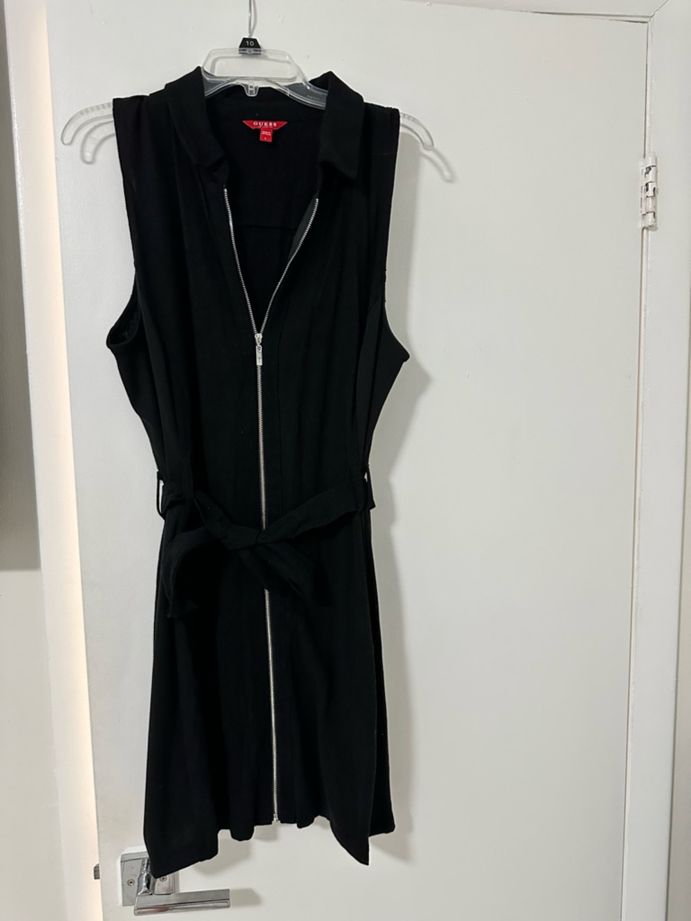 Guess Black Sleeveless Zip-Front Dress